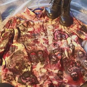 Trashed n Flannel SHIRT 3x Unisex Custom PC Skulls